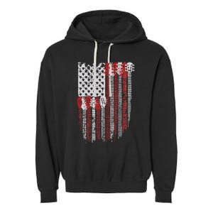 Usa American Flag Guitar Musician 4th Of July Guitarists Garment-Dyed Fleece Hoodie