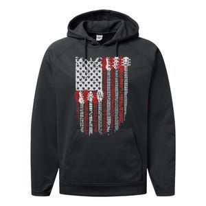 Usa American Flag Guitar Musician 4th Of July Guitarists Performance Fleece Hoodie