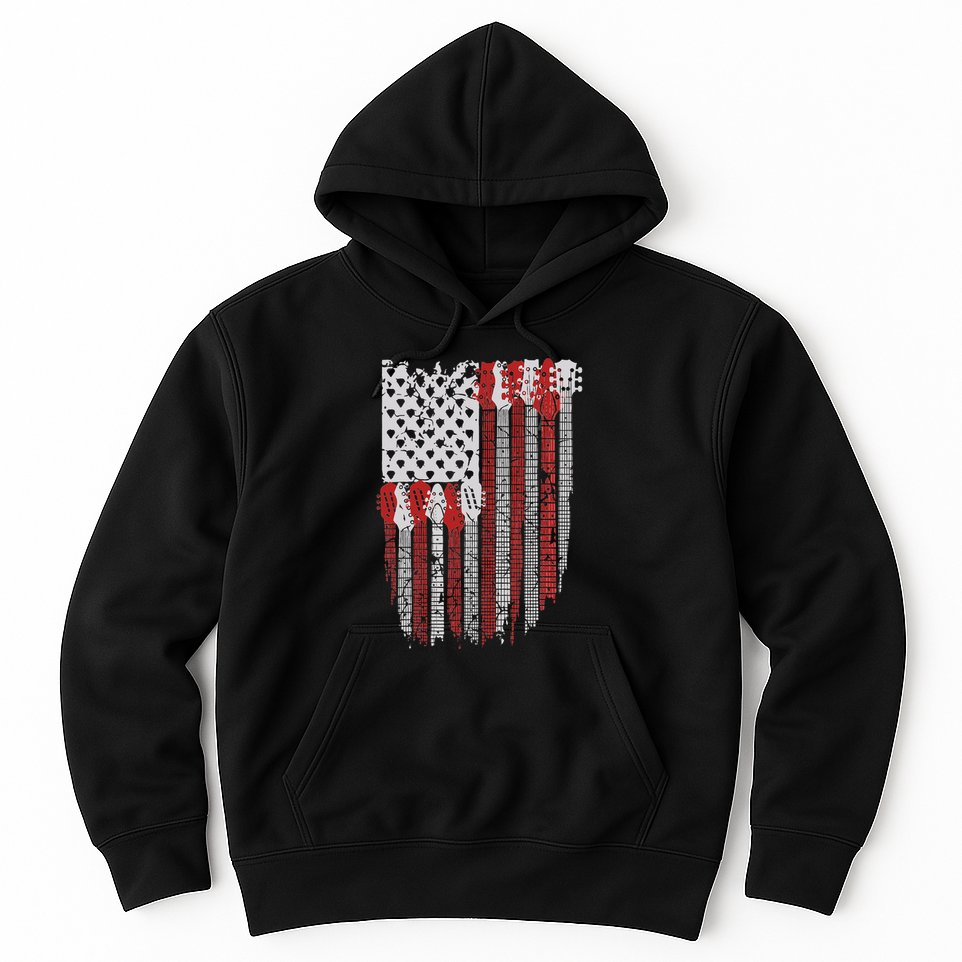 Usa American Flag Guitar Musician 4th Of July Guitarists Hoodie