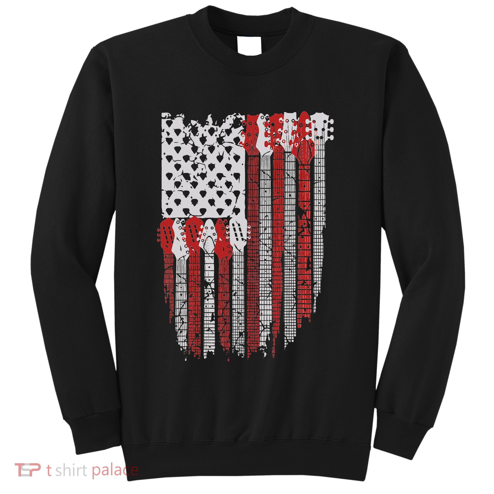 Usa American Flag Guitar Musician 4th Of July Guitarists Sweatshirt