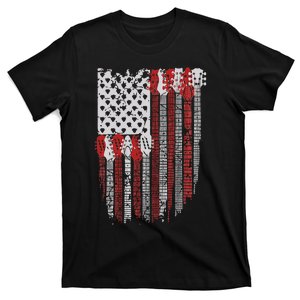 Usa American Flag Guitar Musician 4th Of July Guitarists T-Shirt