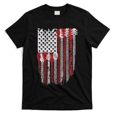 Usa American Flag Guitar Musician 4th Of July Guitarists T-Shirt