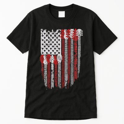 Usa American Flag Guitar Musician 4th Of July Guitarists Tall T-Shirt