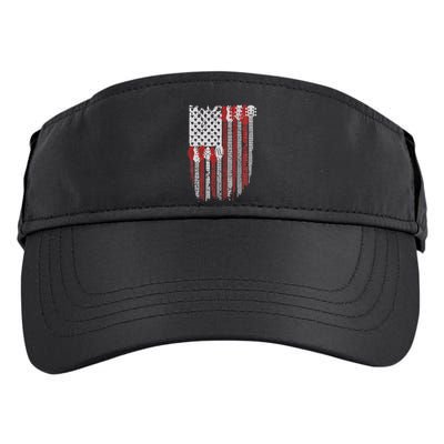 Usa American Flag Guitar Musician 4th Of July Guitarists Adult Drive Performance Visor