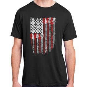 Usa American Flag Guitar Musician 4th Of July Guitarists Adult ChromaSoft Performance T-Shirt