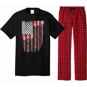 Usa American Flag Guitar Musician 4th Of July Guitarists Pajama Set