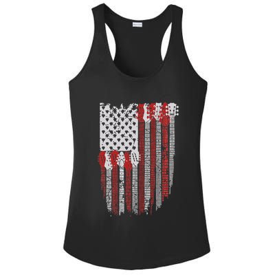Usa American Flag Guitar Musician 4th Of July Guitarists Ladies PosiCharge Competitor Racerback Tank