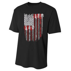 Usa American Flag Guitar Musician 4th Of July Guitarists Performance Sprint T-Shirt