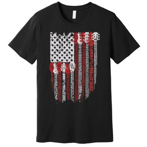 Usa American Flag Guitar Musician 4th Of July Guitarists Premium T-Shirt