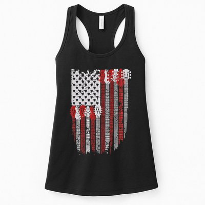 Usa American Flag Guitar Musician 4th Of July Guitarists Womens Tank Top