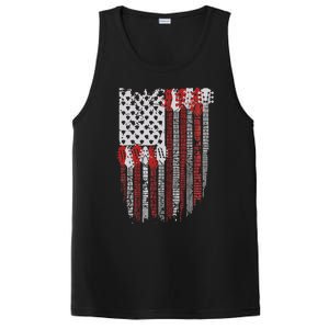 Usa American Flag Guitar Musician 4th Of July Guitarists PosiCharge Competitor Tank