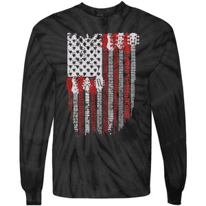 Usa American Flag Guitar Musician 4th Of July Guitarists Tie-Dye Long Sleeve Shirt