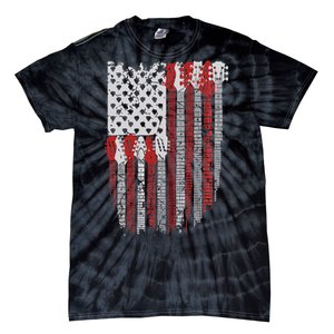 Usa American Flag Guitar Musician 4th Of July Guitarists Tie-Dye T-Shirt