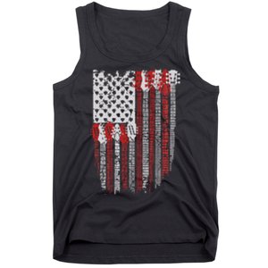 Usa American Flag Guitar Musician 4th Of July Guitarists Tank Top