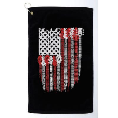 Usa American Flag Guitar Musician 4th Of July Guitarists Golf Towel
