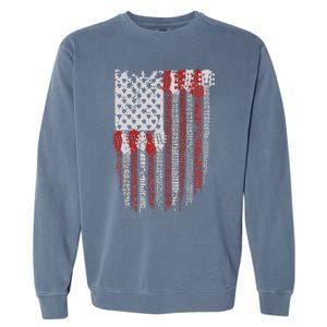 Usa American Flag Guitar Musician 4th Of July Guitarists Garment-Dyed Sweatshirt