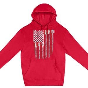 Usa American Flag Guitar Musician 4th Of July Guitarists Premium Pullover Hoodie