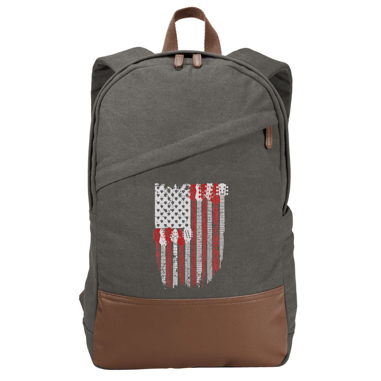Usa American Flag Guitar Musician 4th Of July Guitarists Cotton Canvas Backpack