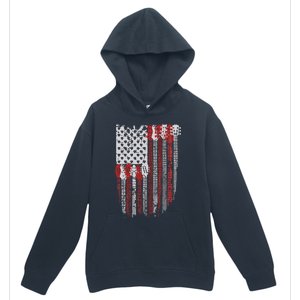 Usa American Flag Guitar Musician 4th Of July Guitarists Urban Pullover Hoodie