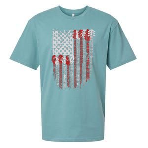 Usa American Flag Guitar Musician 4th Of July Guitarists Sueded Cloud Jersey T-Shirt