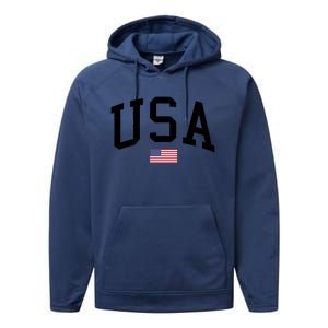 Usa American Flag Performance Fleece Hoodie