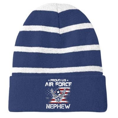 US Air Force Proud Nephew -Proud Air Force Nephew Father Day Striped Beanie with Solid Band