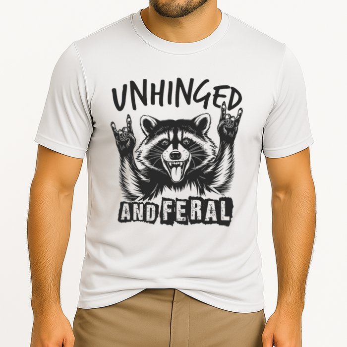 Unhinged and Feral Funny Raccoon Men Girl Toddler Boy Humor  Cooling Performance Crew T-Shirt