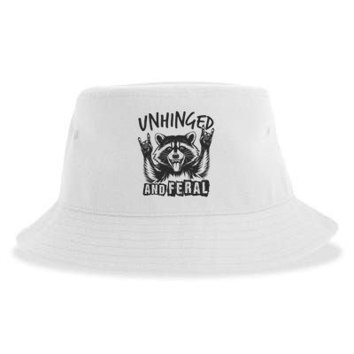 Unhinged and Feral Funny Raccoon Men Girl Toddler Boy Humor  Sustainable Bucket Hat