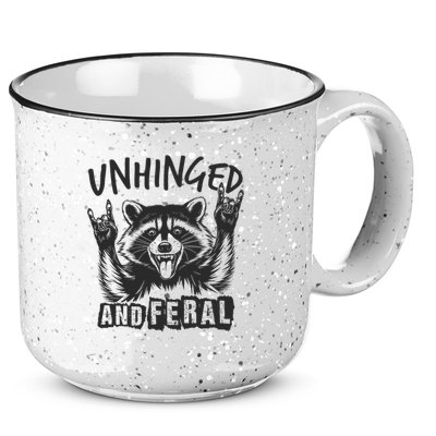 Unhinged and Feral Funny Raccoon Men Girl Toddler Boy Humor  15oz Campfire Ceramic Mug
