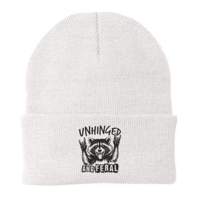 Unhinged and Feral Funny Raccoon Men Girl Toddler Boy Humor  Beanie