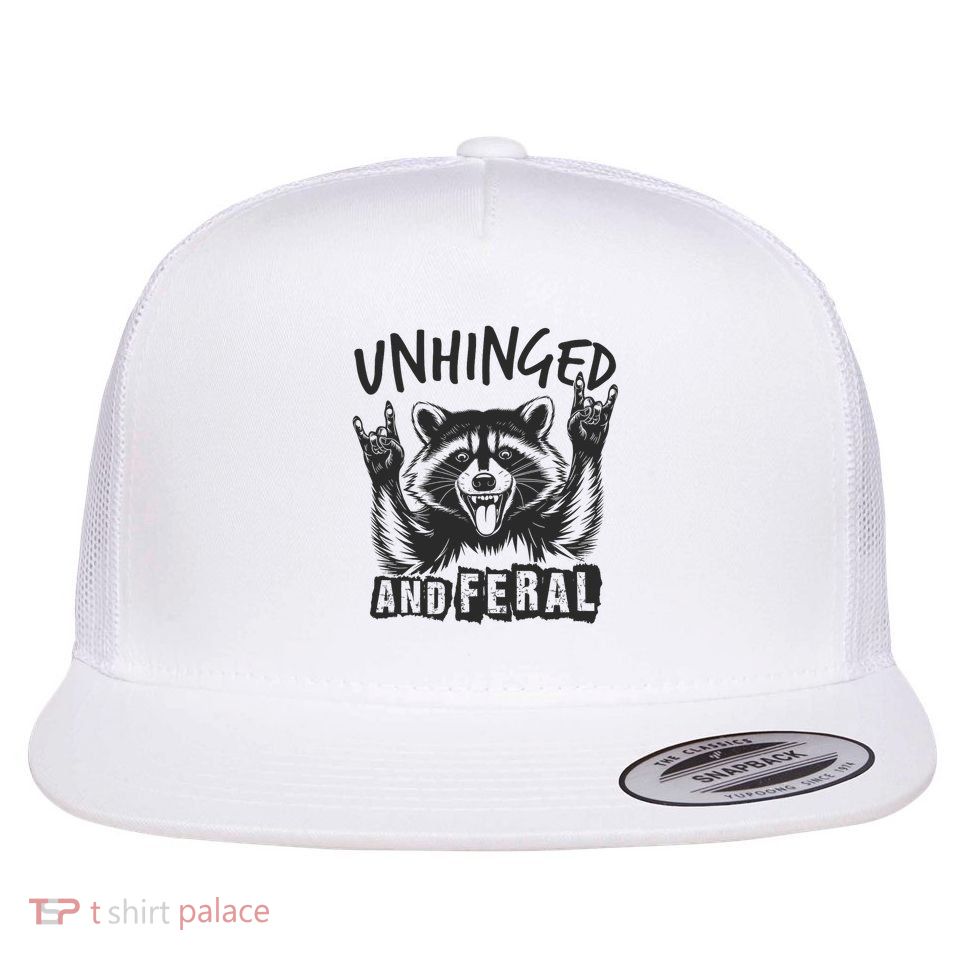 Unhinged and Feral Funny Raccoon Men Girl Toddler Boy Humor  Flatbill Hat