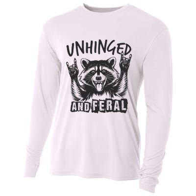 Unhinged and Feral Funny Raccoon Men Girl Toddler Boy Humor  Cooling Performance Long Sleeve Crew