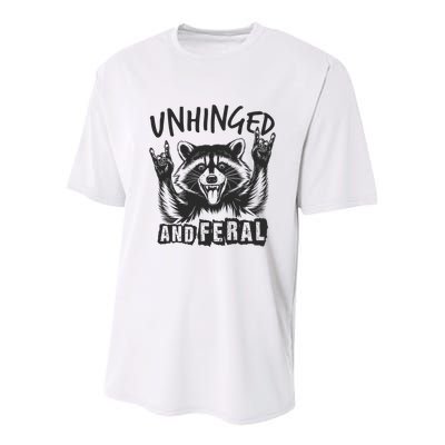 Unhinged and Feral Funny Raccoon Men Girl Toddler Boy Humor  Youth Performance Sprint T-Shirt