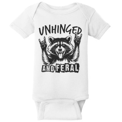 Unhinged and Feral Funny Raccoon Men Girl Toddler Boy Humor  Baby Bodysuit