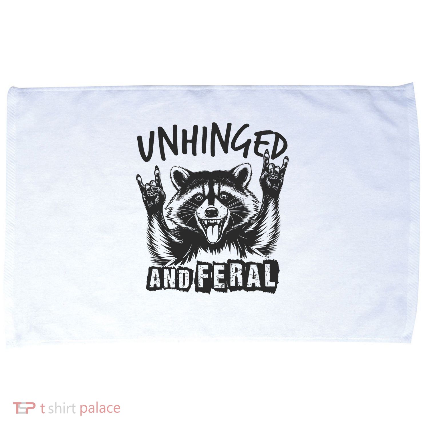 Unhinged and Feral Funny Raccoon Men Girl Toddler Boy Humor  Microfiber Hand Towel