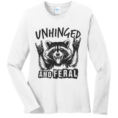 Unhinged and Feral Funny Raccoon Men Girl Toddler Boy Humor  Ladies Long Sleeve Shirt