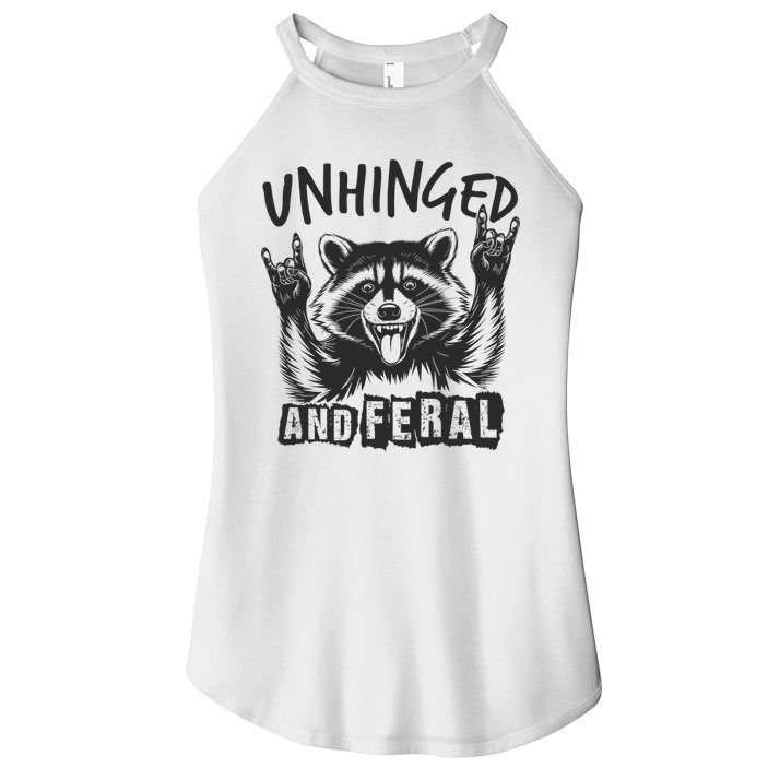 Unhinged and Feral Funny Raccoon Men Girl Toddler Boy Humor  Women's Perfect Tri Rocker Tank