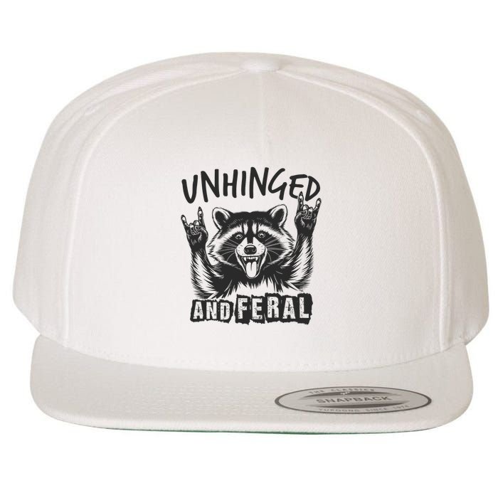 Unhinged and Feral Funny Raccoon Men Girl Toddler Boy Humor  Wool Snapback Cap