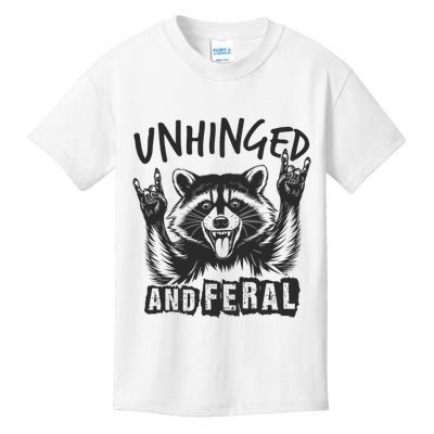 Unhinged and Feral Funny Raccoon Men Girl Toddler Boy Humor  Kids T-Shirt