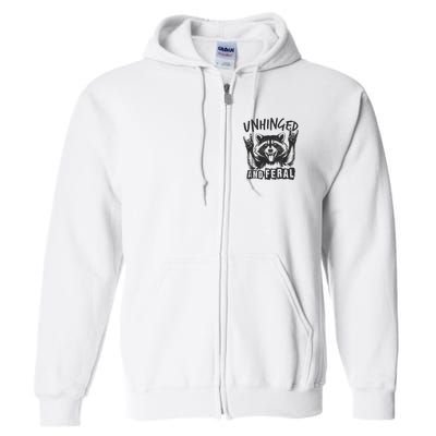 Unhinged and Feral Funny Raccoon Men Girl Toddler Boy Humor  Full Zip Hoodie