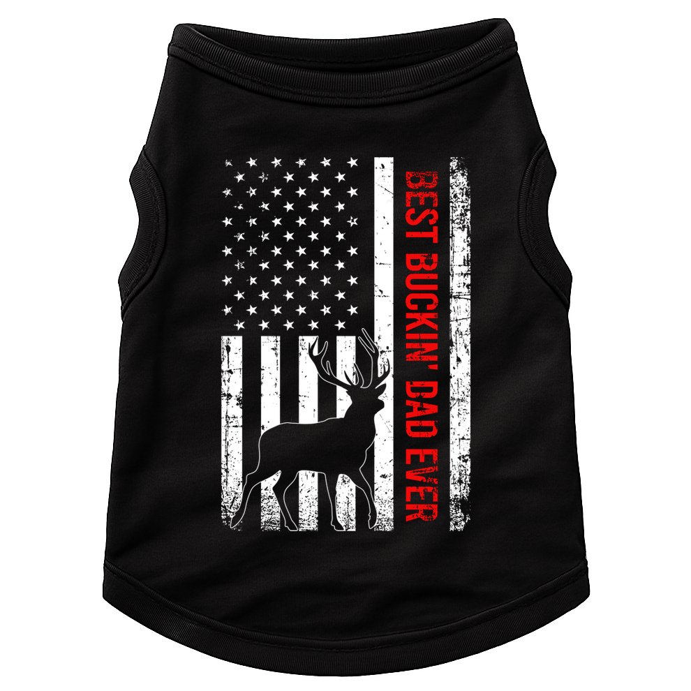 Usa American Flag Whitegreat Gifttailed Deer Best Buckin Dad Ever Gift Doggie Tank