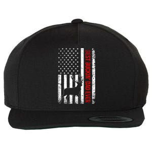 Usa American Flag Whitegreat Gifttailed Deer Best Buckin Dad Ever Gift Wool Snapback Cap