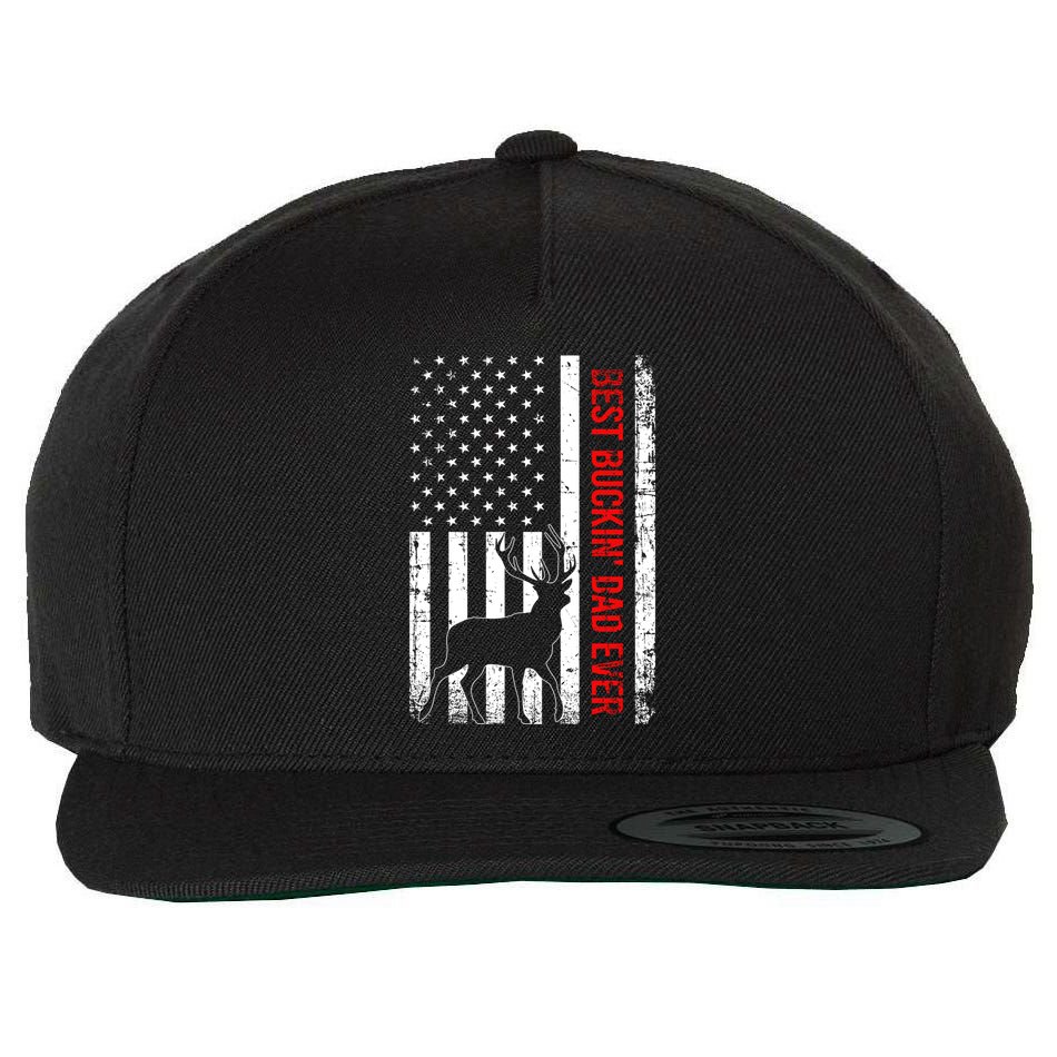 Usa American Flag Whitegreat Gifttailed Deer Best Buckin Dad Ever Gift Wool Snapback Cap