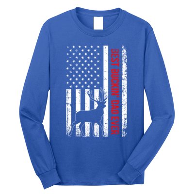 Usa American Flag Whitegreat Gifttailed Deer Best Buckin Dad Ever Gift Long Sleeve Shirt