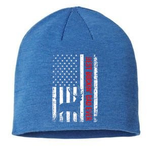 Usa American Flag Whitegreat Gifttailed Deer Best Buckin Dad Ever Gift Sustainable Beanie