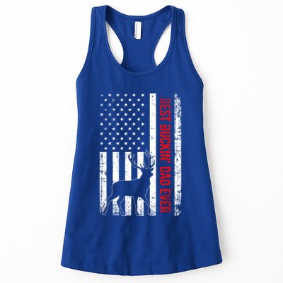 Usa American Flag Whitegreat Gifttailed Deer Best Buckin Dad Ever Gift Womens Tank Top