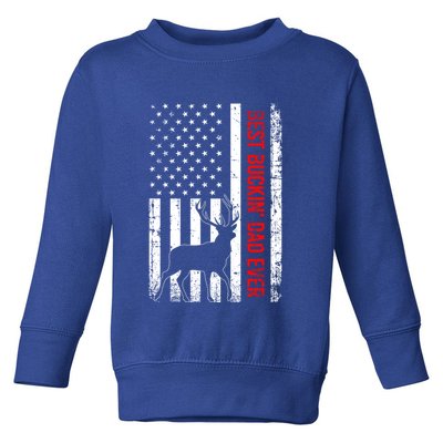 Usa American Flag Whitegreat Gifttailed Deer Best Buckin Dad Ever Gift Toddler Sweatshirt
