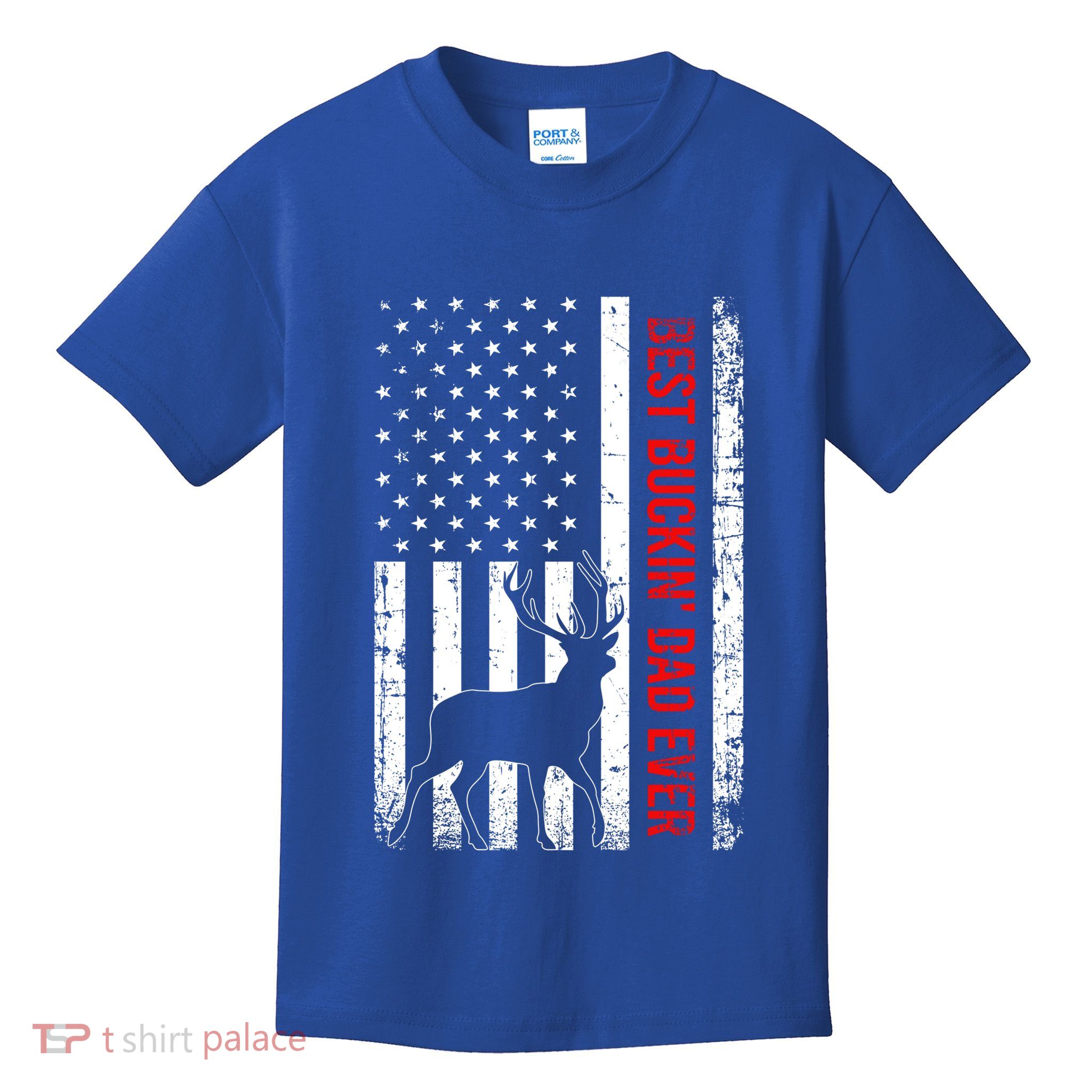 Usa American Flag Whitegreat Gifttailed Deer Best Buckin Dad Ever Gift Kids T-Shirt