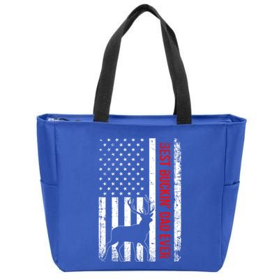Usa American Flag Whitegreat Gifttailed Deer Best Buckin Dad Ever Gift Zip Tote Bag