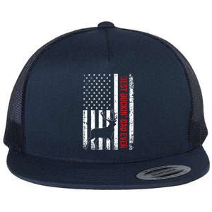 Usa American Flag Whitegreat Gifttailed Deer Best Buckin Dad Ever Gift Flat Bill Trucker Hat